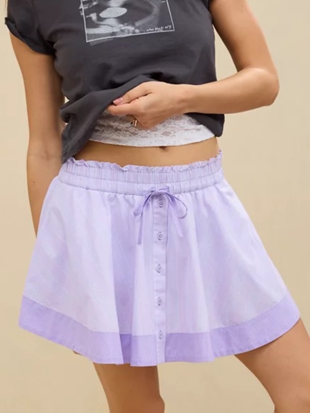 Aerie Boxer Skort - Mini Skirt in Plaid Lavender